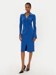 Patrizia Pepe Sukienka koktajlowa 8A1452/J129-CA37 Niebieski Slim Fit. Niebieskie sukienki Patrizia Pepe, bez wzorów, z syntetyku, wizytowe, bez kołnierzyka, bez ramiączek. Za 1,399.00 zł.