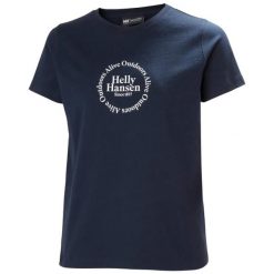 Koszulka damska Helly Hansen Core Graphic 2.0. Niebieskie t-shirty sportowe Helly Hansen, bez wzorów, bez ramiączek. Za 143.30 zł.