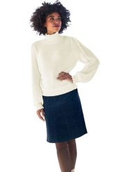 Heine Sweter w kolorze kremowym rozmiar: 46. Brązowe swetry Heine, bez wzorów, ze splotem, bez ramiączek. Za 69.99 zł.