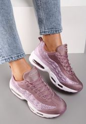 Różowe Sneakersy Avagune. Czerwone buty sportowe lifestyle Renee, bez wzorów, sportowe, z okrągłym noskiem, bez zapięcia. W wyprzedaży za 99.99 zł.
