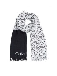 Calvin Klein Szal Monogram K60K612979 Czarny. Czarne szaliki i kominy Calvin Klein, bez wzorów, z bawełny. Za 219.99 zł.