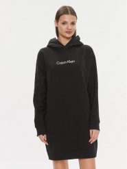 Calvin Klein Sukienka dzianinowa Hero Logo Hoodie Dress K20K206897 Czarny Regular Fit. Czarne sukienki Calvin Klein, xs, bez wzorów, z bawełny, bez kołnierzyka, bez ramiączek. Za 359.99 zł.