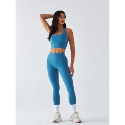 Legginsy Sportowe BeShaped Pilates Joga. Niebieskie legginsy BESHAPED, bez wzorów, z elastanu, na jogę i pilates. Za 199.00 zł.