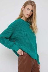 Tommy Hilfiger sweter damski kolor zielony ciepły. Zielone swetry Tommy Hilfiger, m, bez wzorów, z bawełny, bez ramiączek. W wyprzedaży za 599.99 zł.