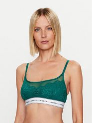 Guess Biustonosz top Belle O2BC07 KBBT0 Zielony. Zielone biustonosze Guess, xs, z aplikacjami, z syntetyku, bez kołnierzyka, bez ramiączek. Za 49.99 zł.