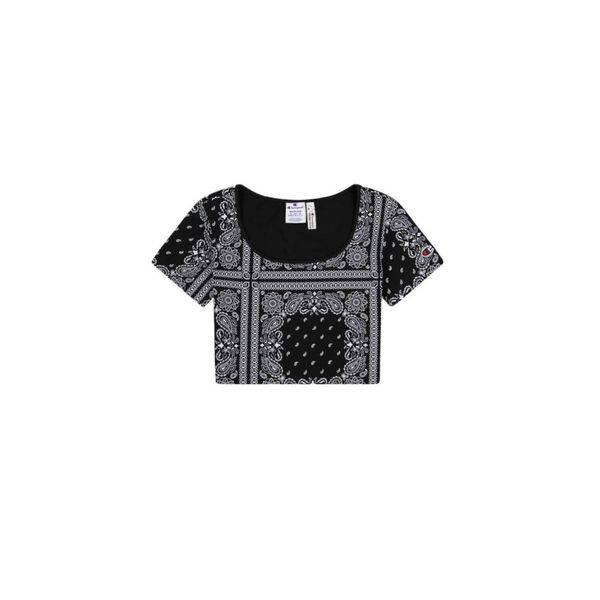 Koszulka sportowa damska Champion CropTop. Czarne t-shirty sportowe Champion, xs, bez wzorów, z bawełny, bez ramiączek. W wyprzedaży za 96.00 zł.