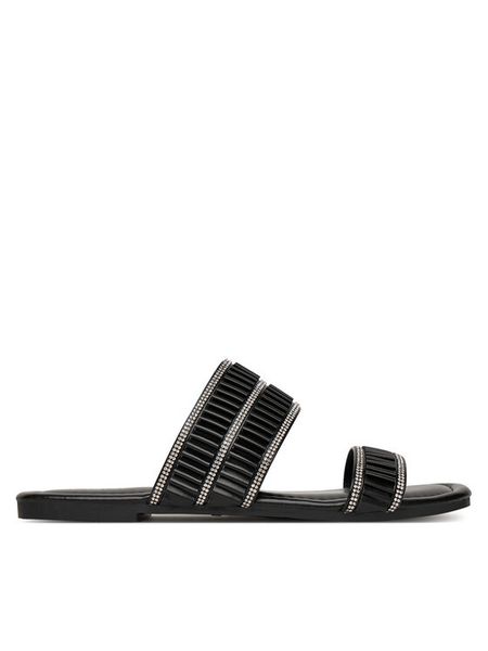JENNY Klapki LC053408 Czarny. Czarne klapki Jenny, bez wzorów, z materiału, bez obcasa, bez zapięcia. Za 89.99 zł.