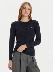 Gant Kardigan 4800103 Granatowy Slim Fit. Niebieskie swetry Gant, xs, bez wzorów, z bawełny, bez ramiączek. Za 649.99 zł.