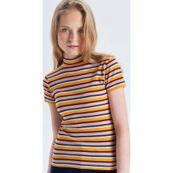 Bluzka w paski z półgolfem - Żółty. Bluzki marki Cropp. Za 39.99 zł.