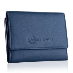 Portfel damski BETLEWSKI BPD-SS-14 NIEBIESKI. Niebieskie portfele Betlewski, bez wzorów, ze skóry. Za 139.99 zł.