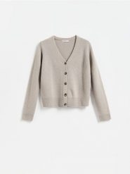 Wełniany sweter z domieszką kaszmiru - brązowy. Brązowe swetry Reserved, l, bez wzorów, z dzianiny, bez ramiączek. Za 219.99 zł.