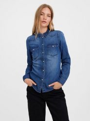 Vero Moda Bluzka w kolorze niebieskim rozmiar: S. Niebieskie bluzki Vero Moda, s, bez wzorów, z bawełny, bez kołnierzyka, bez ramiączek. Za 86.99 zł.