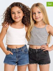 Denokids Topy (2 szt.) w kolorze szarym i białym rozmiar: 116. Białe topy Denokids, bez wzorów, z bawełny, bez kołnierzyka, bez ramiączek. Za 43.99 zł.