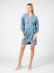 Pinko Sukienka "Scuderia" | 100988 A0MM | Kobieta | Niebieski. Niebieskie sukienki Pinko, na imprezę, bez wzorów, z bawełny, z asymetrycznym kołnierzem, bez ramiączek, mini, asymetryczne. W wyprzedaży za 449.00 zł.