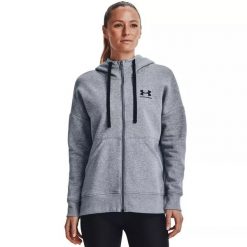 Bluza damska Under Armour Rival Fleece FZ Hoodie. Szare bluzy Under Armour, bez wzorów, bez ramiączek, bez kaptura. Za 169.99 zł.