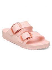 Birkenstock Klapki "Arizona Big Buckle" w kolorze jasnoróżowym rozmiar: 40. Różowe klapki Birkenstock, bez wzorów, klasyczne, z otwartym noskiem, bez obcasa, bez zapięcia. Za 239.95 zł.