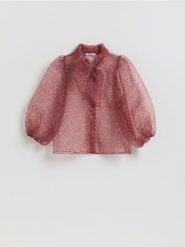 Prześwitująca bluzka - wielobarwny. Bluzki Reserved, l, bez wzorów, z tkaniny, bez kołnierzyka, bez ramiączek. Za 149.99 zł.