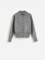Kardigan z bawełną - szary. Szare swetry Reserved, l, bez wzorów, z bawełny, bez ramiączek. Za 139.99 zł.