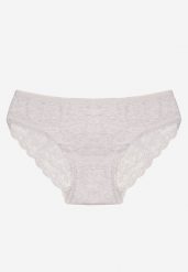 Jasnoszare Majtki Figi z Koronkowymi Wstawkami Amiora. Szare figi Renee, bez wzorów, z bawełny. Za 19.99 zł.
