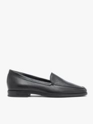 Czarne eleganckie mokasyny ze skóry licowej. Czarne mokasyny Ryłko, bez wzorów, ze skóry. Za 449.99 zł.