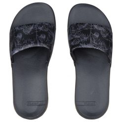 Klapki damskie Olaian 550 Exotic. Czarne klapki OLAIAN, bez wzorów, z poliesteru, sportowe, bez obcasa, bez zapięcia. Za 89.99 zł.