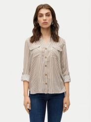 Vero Moda Koszula Bumpy 10275283 Beżowy Regular Fit. Brązowe koszule Vero Moda, l, bez wzorów, z wiskozy, bez kołnierzyka, bez ramiączek. Za 89.99 zł.