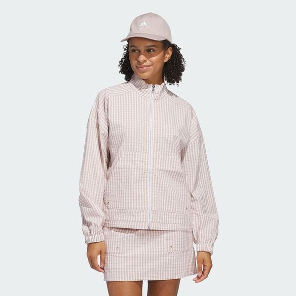 Kurtka Ultimate365 Gingham. Brązowe kurtki adidas, bez wzorów, z materiału, sportowe, bez kaptura. Za 439.00 zł.