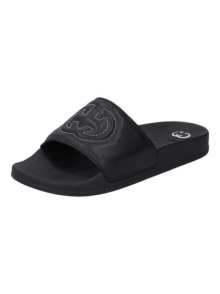 Gerry Weber Skórzane klapki w kolorze czarnym rozmiar: 37. Czarne klapki Gerry Weber, bez wzorów, klasyczne, z otwartym noskiem, bez obcasa, bez zapięcia. Za 106.87 zł.