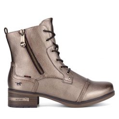 Botki Mustang. Żółte botki Mustang, bez wzorów, bez obcasa, na płaskiej podeszwie, bez zapięcia. Za 287.00 zł.
