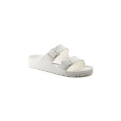 Klapki damskie Birkenstock Arizona Eva. Białe klapki Birkenstock, bez wzorów, z materiału, sportowe, bez obcasa, bez zapięcia. Za 170.10 zł.