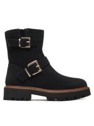 Jenny Fairy Botki WS88176-03 Czarny. Czarne botki Jenny Fairy, bez wzorów, ze skóry, bez obcasa, na płaskiej podeszwie, bez zapięcia. Za 199.99 zł.