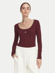 Guess Body V4YP07 J1314 Bordowy Slim Fit. Czerwone body i gorsety Guess, z aplikacjami, z bawełny, bez ramiączek. Za 194.99 zł.