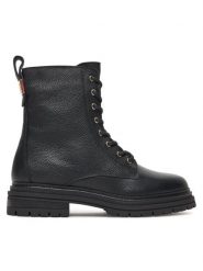 Tommy Hilfiger Trzewiki Th Plaque Pebble Lace Boot Warm FW0FW08767 Czarny. Czarne botki Tommy Hilfiger, bez wzorów, ze skóry, bez obcasa, na płaskiej podeszwie, bez zapięcia. Za 599.99 zł.