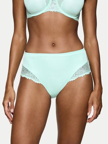 Triumph Figi klasyczne z wysokim stanem Ladyform Soft Maxi 10210671 Niebieski. Niebieskie figi Triumph, bez wzorów, z syntetyku, z podwyższonym stanem. Za 89.99 zł.