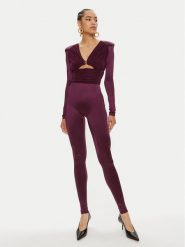 Elisabetta Franchi Kombinezon TU-019-46E2 Bordowy Slim Fit. Czerwone sukienki Elisabetta Franchi, bez wzorów, z syntetyku, bez kołnierzyka, bez ramiączek. Za 1,329.00 zł.