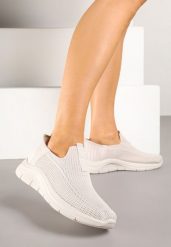 Jasnobeżowe Wsuwane Buty Sportowe Sneakersy na Tłoczonej Podeszwie Fadema. Brązowe buty sportowe lifestyle Born2be, bez wzorów, casualowe, bez zapięcia. W wyprzedaży za 59.49 zł.