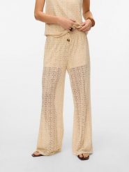 Vero Moda Spodnie w kolorze kremowym rozmiar: L. Brązowe spodnie materiałowe Vero Moda, bez wzorów, z materiału. Za 74.81 zł.
