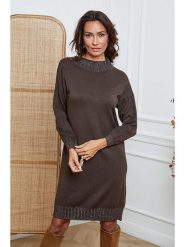 So Cachemire Sukienka dzianinowa "Linoa" w kolorze brązowym rozmiar: S. Brązowe sukienki So Cachemire, na co dzień, s, bez wzorów, z dzianiny, bez kołnierzyka, bez ramiączek, midi, proste. Za 183.59 zł.