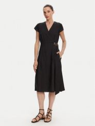 TWINSET Sukienka letnia 251TT2072 Czarny Loose Fit. Czarne sukienki Twinset, bez wzorów, z lyocellu, bez kołnierzyka, bez ramiączek. Za 929.99 zł.