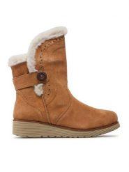 Skechers Botki Cozy Peak 49811/TAN Brązowy. Brązowe botki Skechers, bez wzorów, ze skóry, bez obcasa, na płaskiej podeszwie, bez zapięcia. Za 369.99 zł.