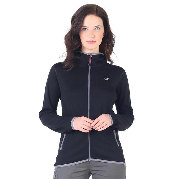 Damska bluza rozpinana z kapturem 100% Merino - Marin/Woolona. Czarne bluzy WOOLONA, l, bez wzorów, z kapturem. W wyprzedaży za 540.00 zł.