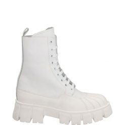 WORKERY DAMSKIE D405M6 VIT BIANC. Botki Venezia, bez wzorów, ze skóry, bez obcasa, bez zapięcia. Za 349.00 zł.