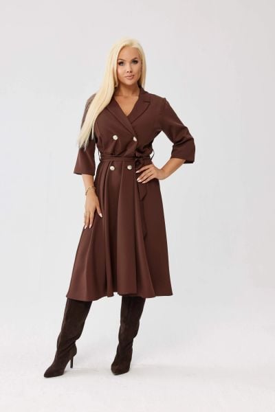 Elegancka żakietowa sukienka Marietta w czekoladowym kolorze OVERSIZE PLUS SIZE XXL JESIEŃ. Brązowe sukienki Moda Size Plus Iwanek, do pracy, l, bez wzorów, z elastanu, biznesowe, bez kołnierzyka, plus size, bez ramiączek, mini, oversize. Za 325.00 zł.