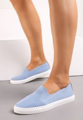 Niebieskie Tenisówki z Elastyczną Wsuwaną Cholewką Zairena. Niebieskie trampki Born2be, bez wzorów, bez zapięcia. W wyprzedaży za 38.24 zł.