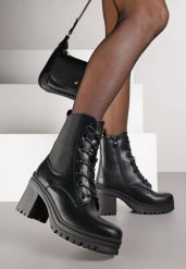 Czarne Botki Typu Workery na Słupku Cladira. Czarne botki Renee, bez wzorów, z jeansu, eleganckie, bez obcasa, na obcasie, bez zapięcia. Za 129.99 zł.