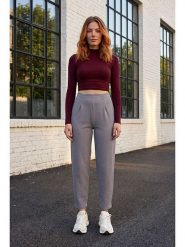 SOULSHAE Spodnie w kolorze szarym rozmiar: XXL. Szare spodnie materiałowe SOULSHAE, bez wzorów, z materiału, z podwyższonym stanem. Za 89.95 zł.