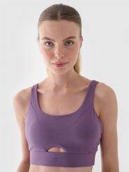 4F Biustonosz do jogi i pilatesu z niskim wsparciem - fioletowy XL. Fioletowe biustonosze sportowe 4f, bez wzorów, z dzianiny, na fitness i siłownię. W wyprzedaży za 59.99 zł.