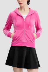 JUICY COUTURE Różowa bluza damska Robertson Hoodie, Rozmiar S. Czerwone bluzy Juicy Couture, s, bez wzorów, z materiału, klasyczne, bez ramiączek, z kapturem. Za 549.99 zł.