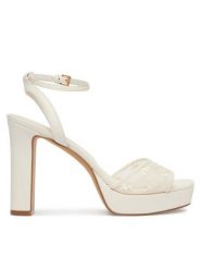 Aldo Sandały Chicglimmer 14296205 Biały. Białe sandały Aldo, bez wzorów, z materiału, bez obcasa, na słupku, bez zapięcia. Za 419.99 zł.