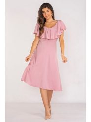 Awama Sukienka w kolorze jasnoróżowym rozmiar: XL. Różowe sukienki Awama, xl, bez wzorów, bez kołnierzyka, bez ramiączek, midi. Za 125.85 zł.